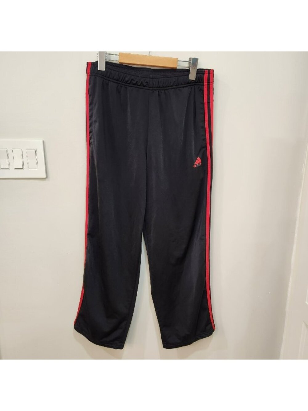 Adidas Pants Mens Large Black Primegreen 3 Stripe Tricot Athletic Track Outdoors